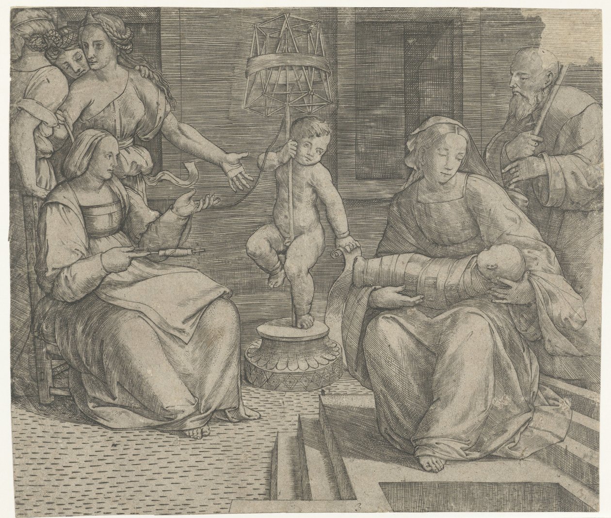Hellig familie med Elisabeth og døperen Johannes av Giacomo Francia