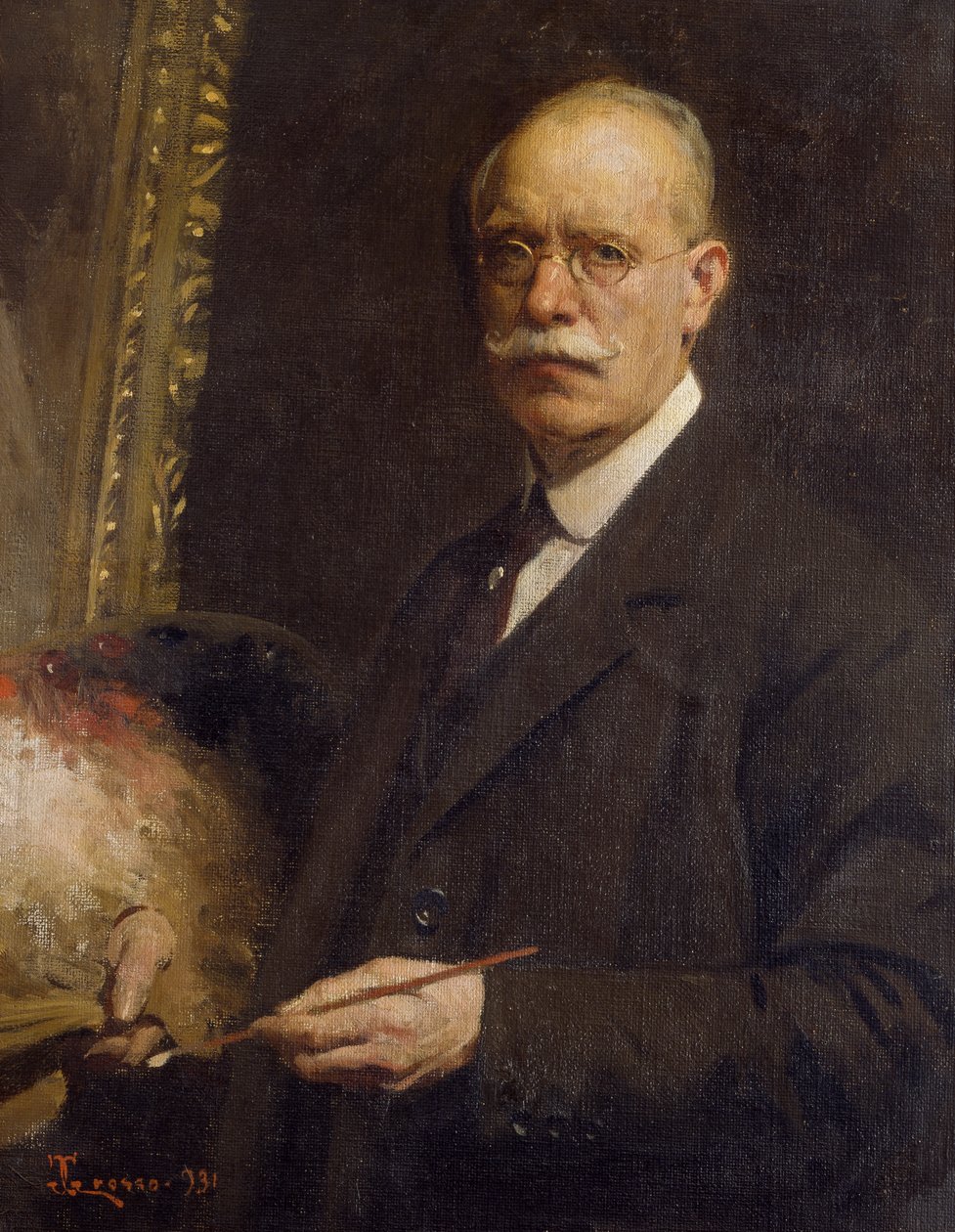 Selvportrett, av Giacomo Grosso (1860-1938), olje på lerret, 84x66 cm av Giacomo Grosso