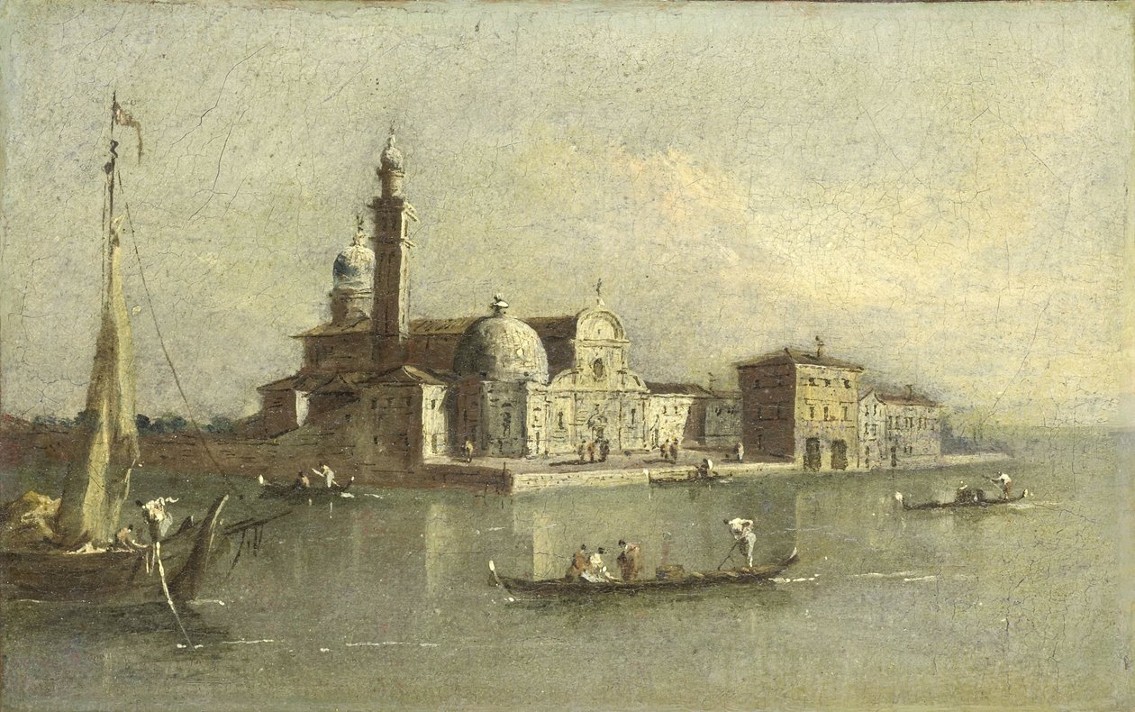 Utsikt over Isola di San Michele i Venezia av Giacomo Guardi (attributed to)