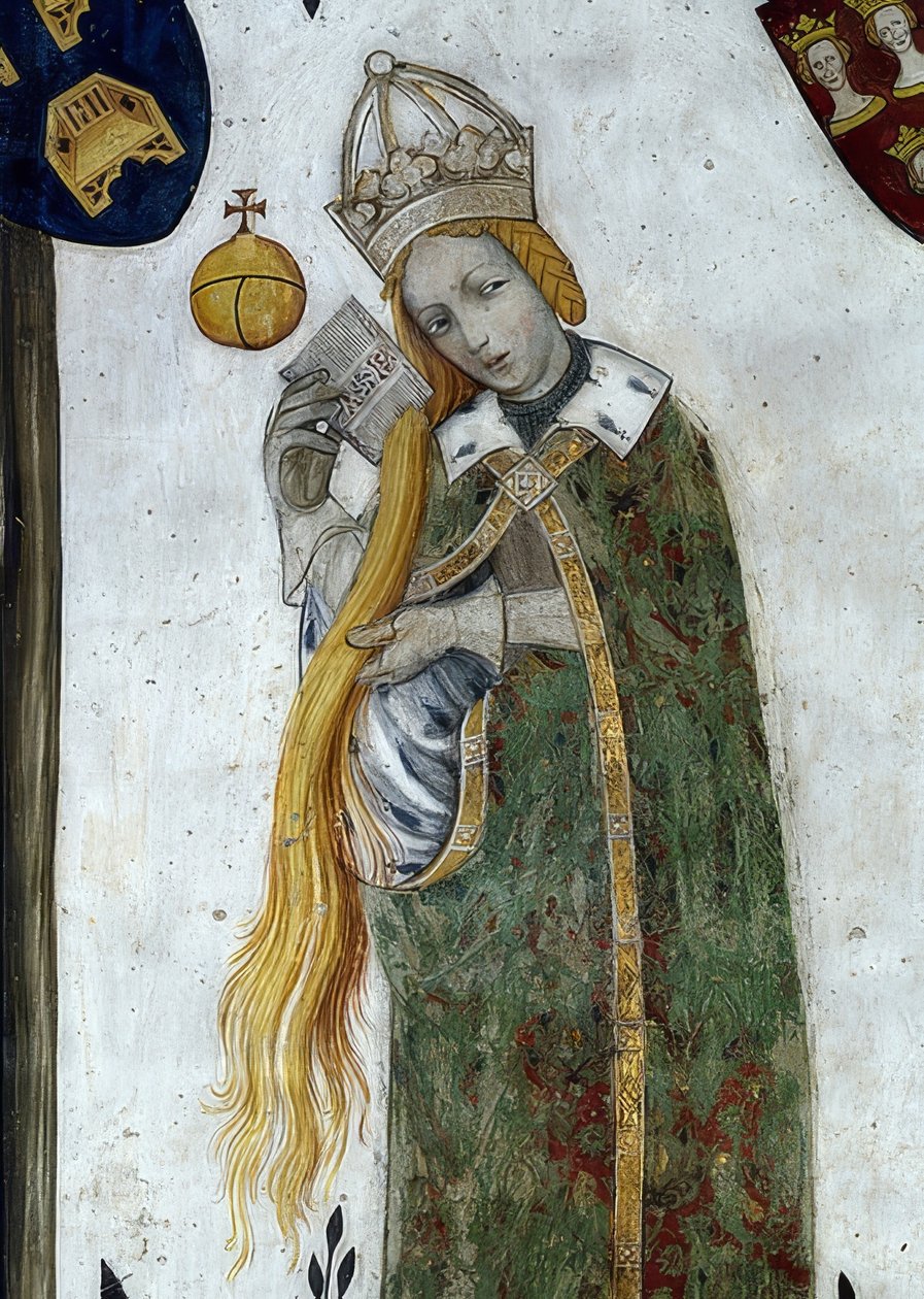 Skildring av markisen av Saluzzo og deres koner som historiske og mytologiske helter og heltinner. Detalj: Beatrice Visconti som aetiope, kona til Fredericos I 1418-30 av Giacomo Jaquerio