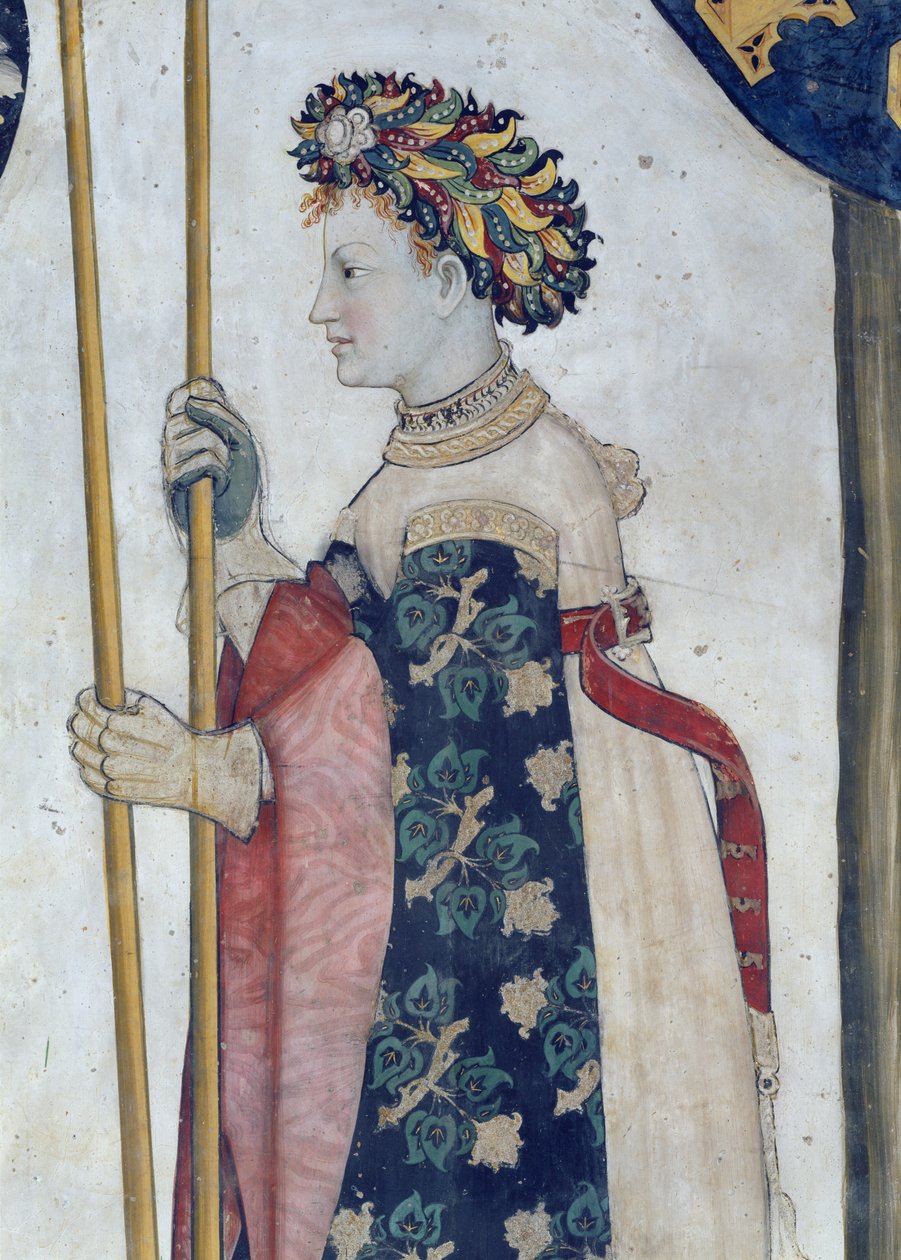 The Nine Worthies and the Nine Worth Women, detalj av Semiramis, 1418-30 (fresco) av Giacomo Jaquerio