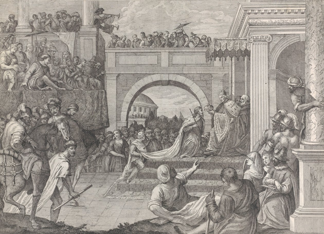 Doge Enrico Dandolo kroner Baldovino til den første keiseren av det latinske riket Constanti..., 1745-94. av Giacomo Leonardis