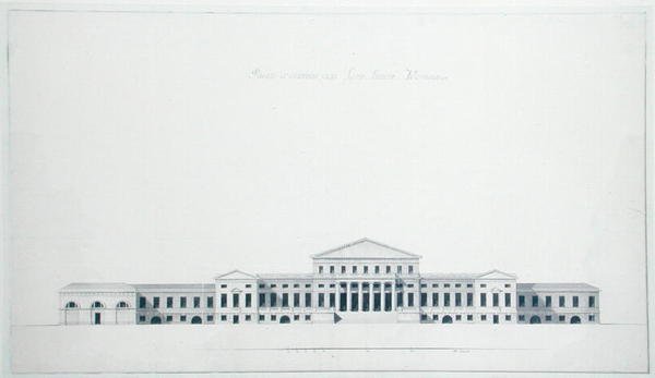 Plan for residensen til prins Youssoupov ved elven Fontanka, St. Petersburg (sett fra hagesiden) av Giacomo Quarenghi