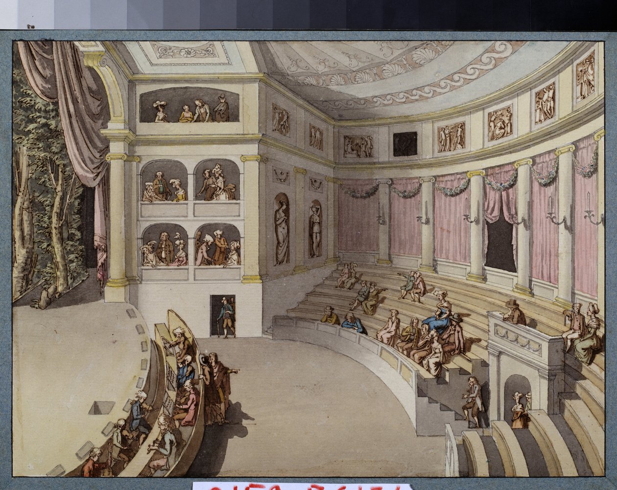 Prosjekt for utsmykning av en teatersal. Verk av Giacomo Antonio Domenico Quarenghi (1744-1817), blekk og akvarell på papir. Italiensk kunst, klassisisme. State A. Pushkin Museum of Fine Arts, Moskva. av Giacomo Quarenghi