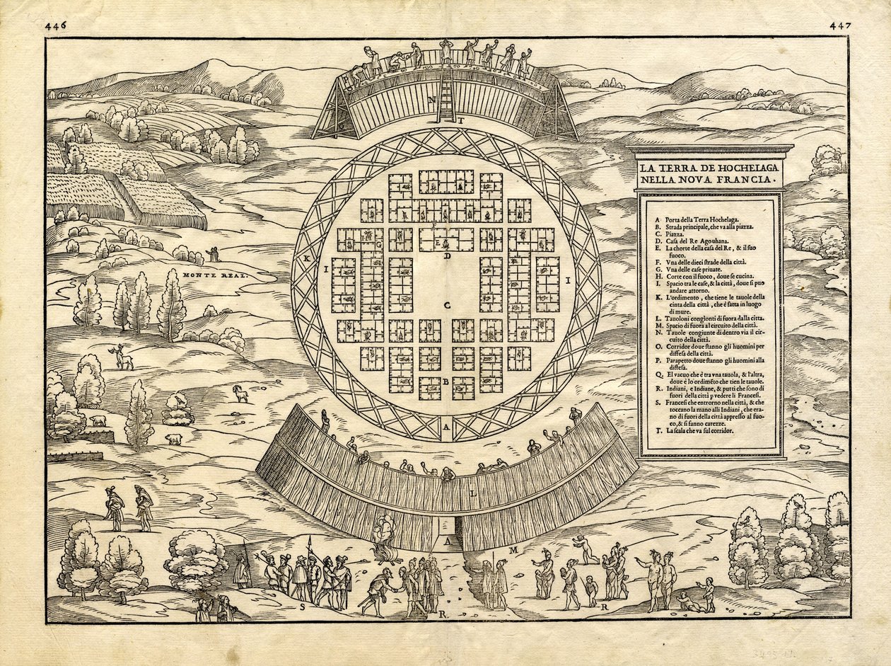 Landet Hochelaga i New France av Giacomo & Ramusio Giovanni Battista (1485-1557) Gastaldi