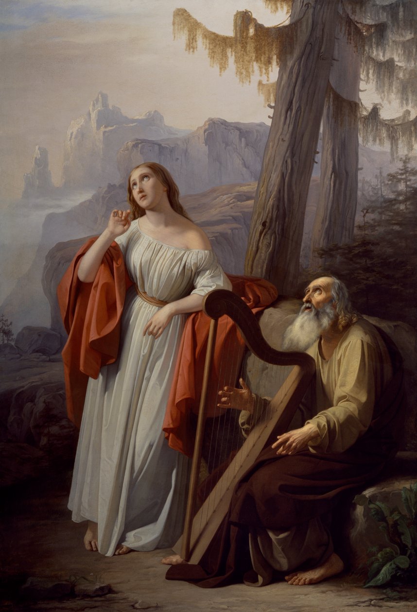 Ossiske sangbedrifter av Carthon til Malvina, av Giacomo Trecourt (1812-1882) av Giacomo Trecourt