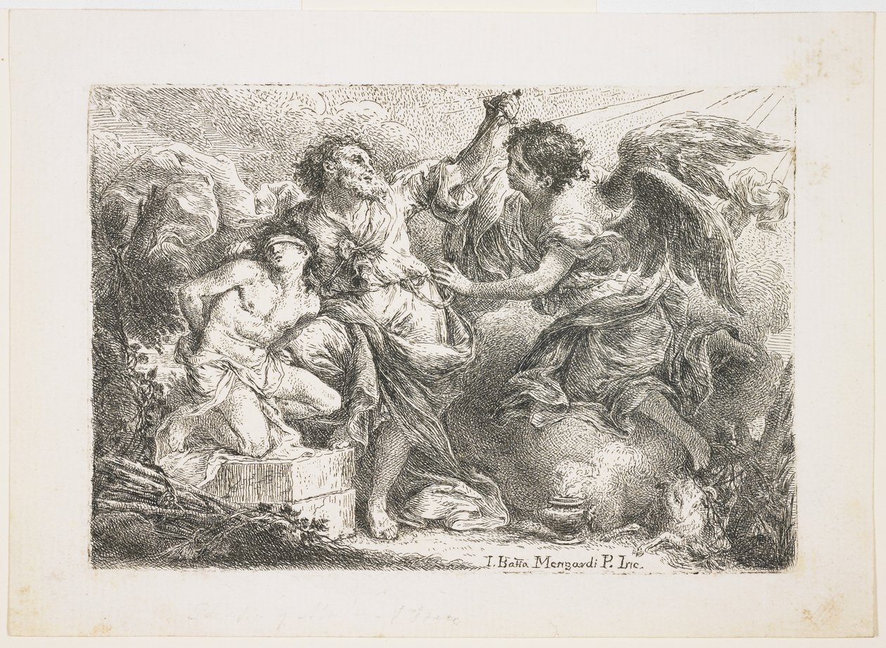 Abraham ofrer Isak av Giambattista Mengardi