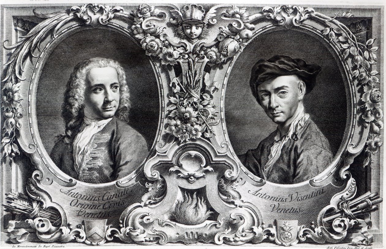 Canaletto og Antonio Visentini, gravert av Visentini av Giambattista Piazzetta