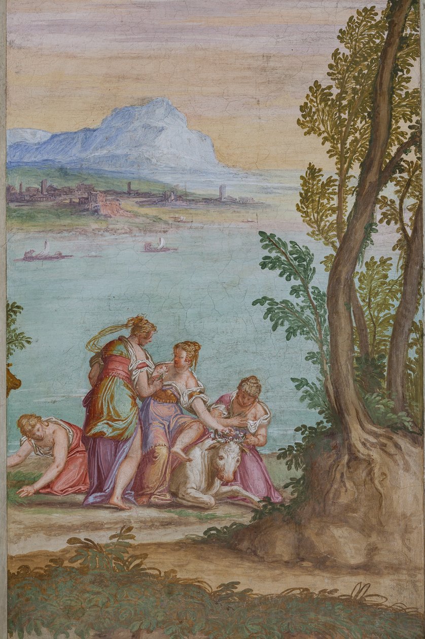 The Rape of Europe: Jupiter, under form av en okse, bortfører Europa, Main Hall av Giambattista Zelotti