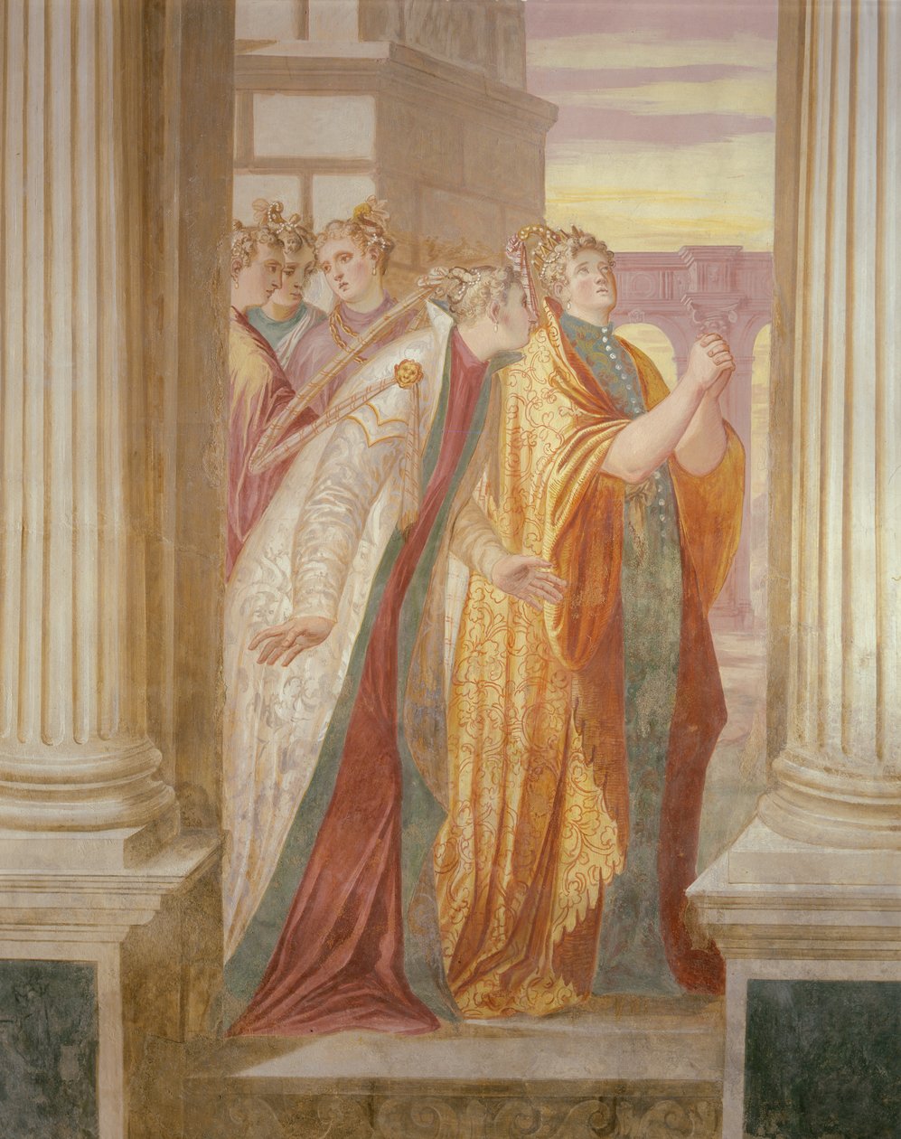Venstre vegg som viser Sophonisba som gråter av Giambattista 1526 78 Zelotti