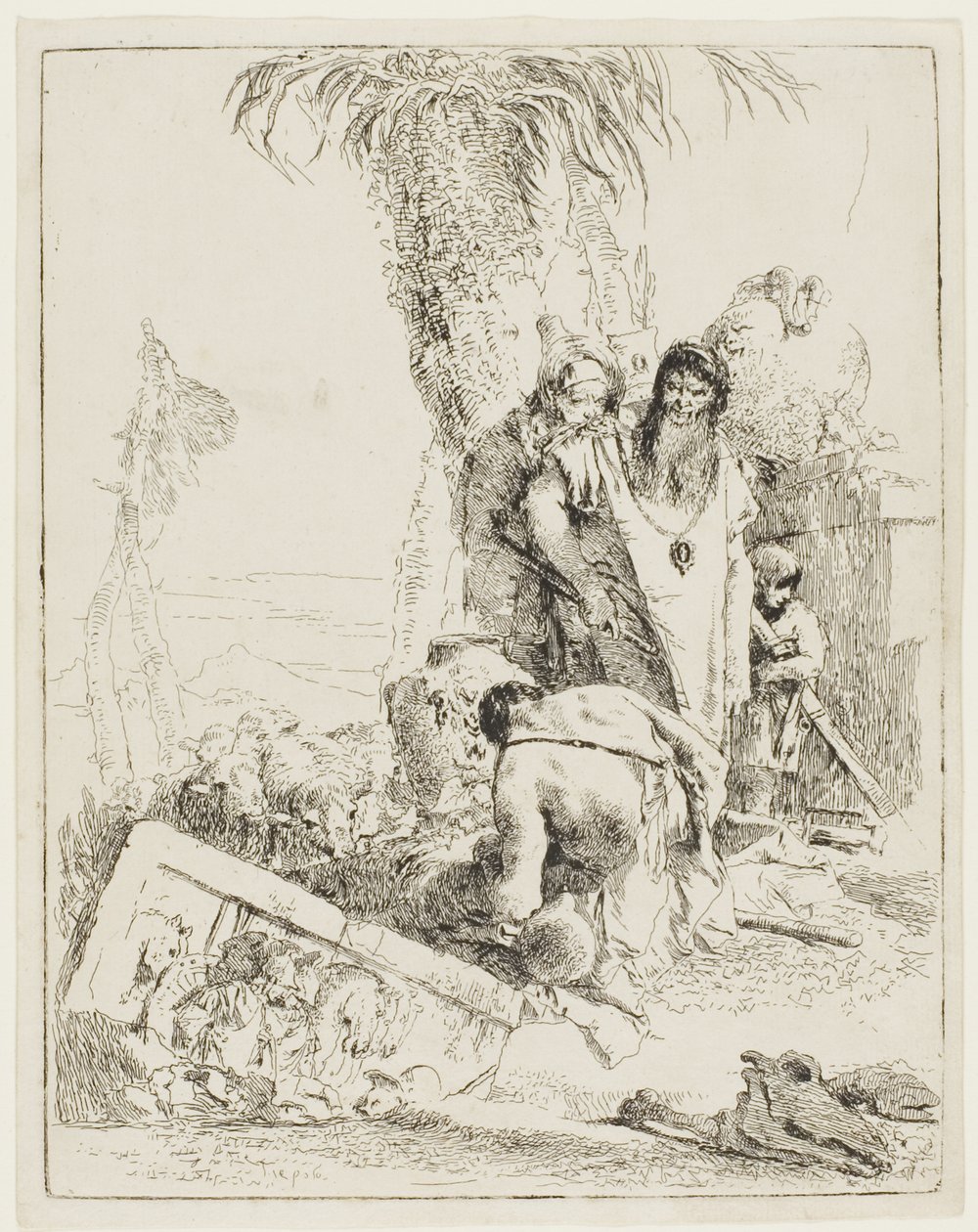 En hyrde med to tryllekunstnere, fra Scherzi av Giambattista Tiepolo