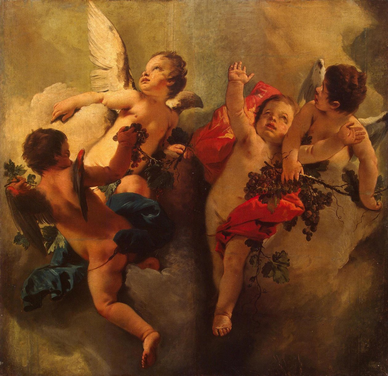 Amorer med druer. Serie fire årstider, 1740-tallet. av Giambattista Tiepolo