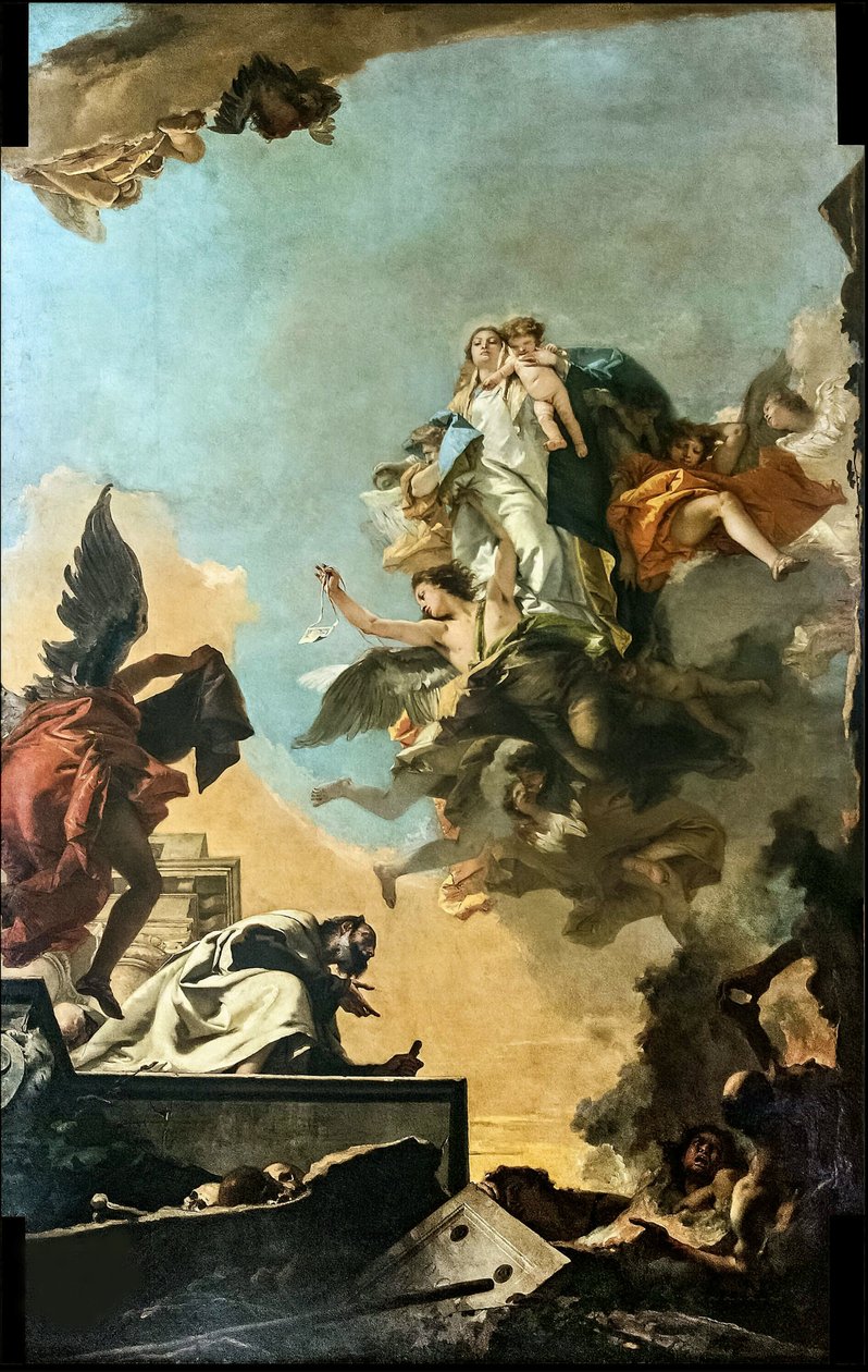 Vår Frue av Karmel gir scapularet til Saint Simon Stock, 1749. av Giambattista Tiepolo