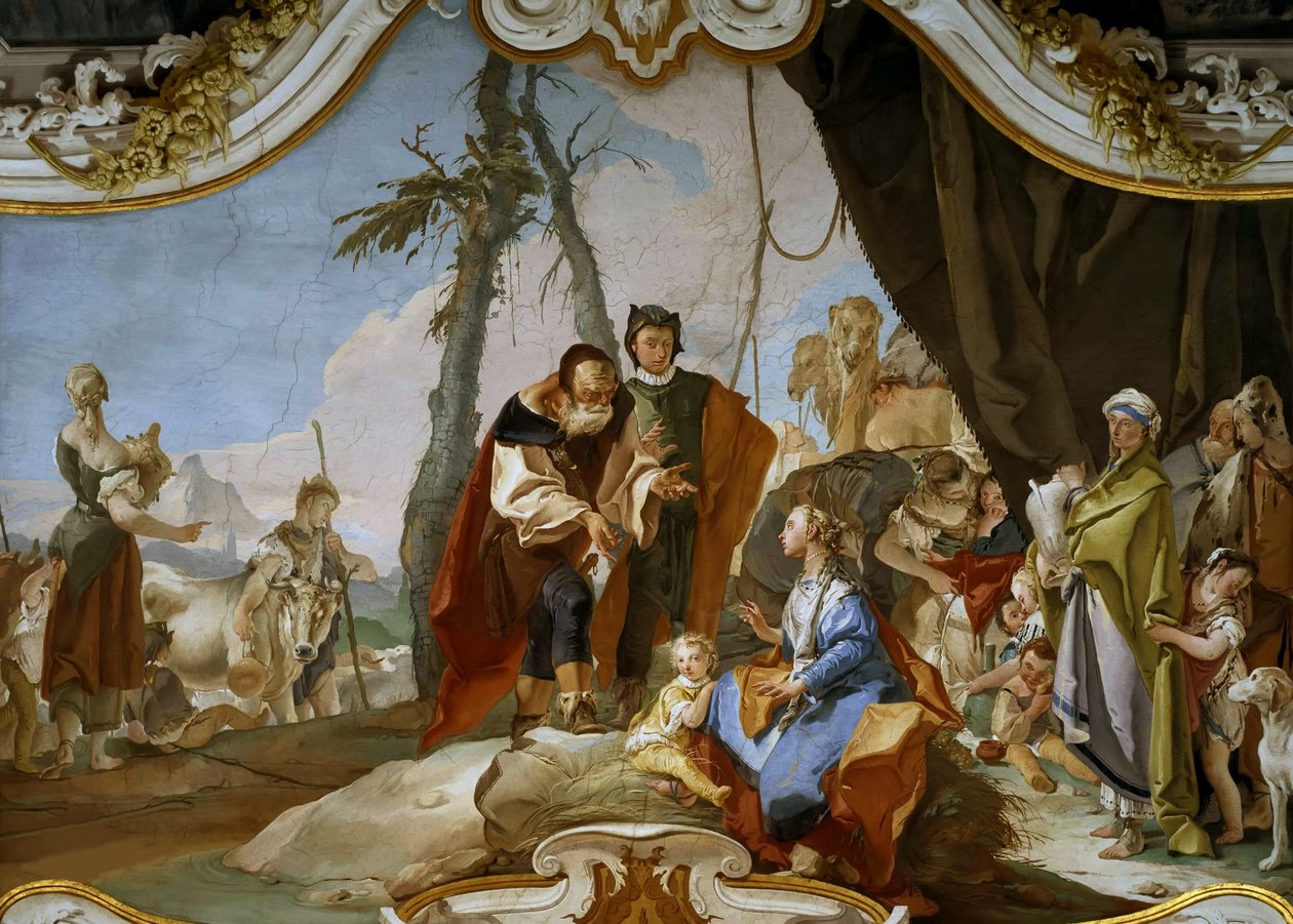 Rachel skjuler terafene for sin far Laban, ca 1728. av Giambattista Tiepolo