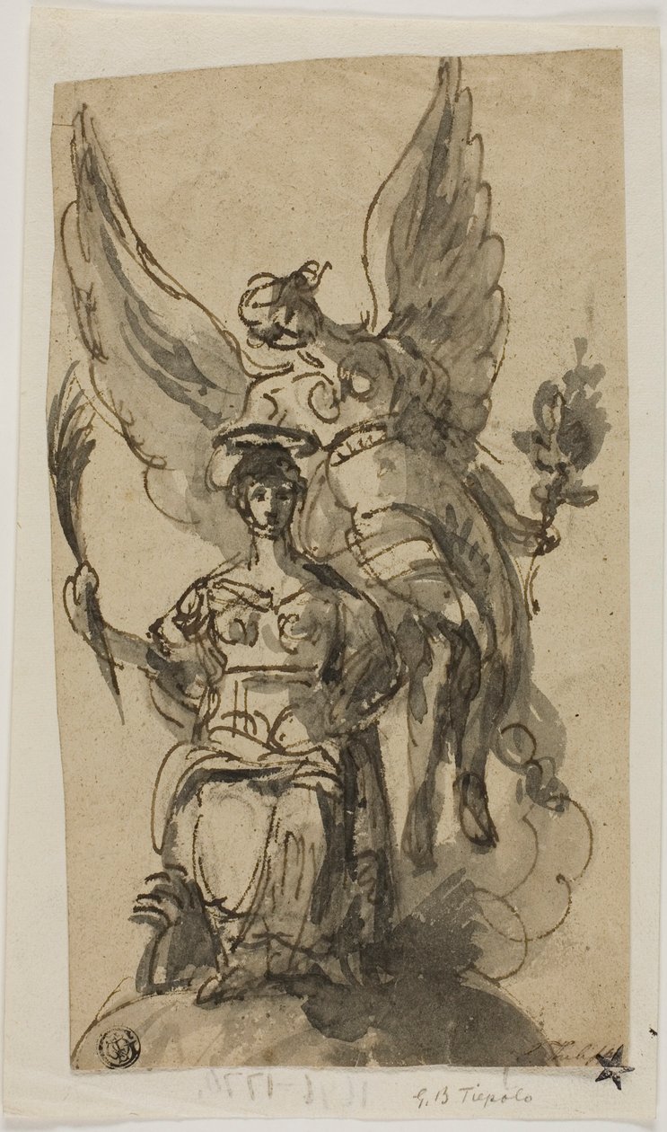 Sittende kvinne kronet av engel av Giambattista Tiepolo