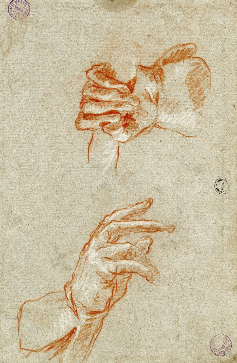 Studie av hender. av Giambattista Tiepolo