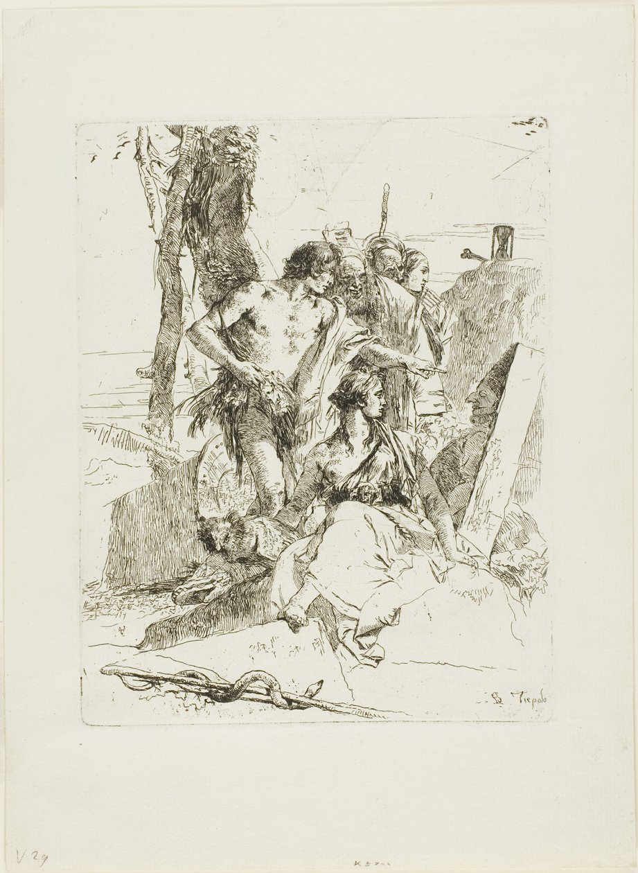 Oppdagelsen av graven til Punchinello, fra Scherzi av Giambattista Tiepolo