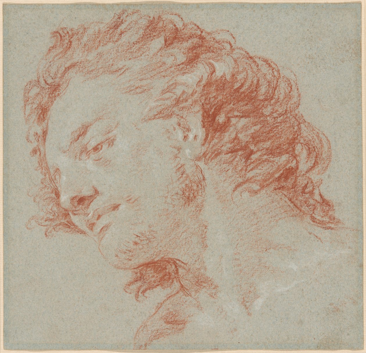 Hodet til en ung mann i profil til venstre (recto); Studier av allegoriske figurer (verso) av Giambattista Tiepolo