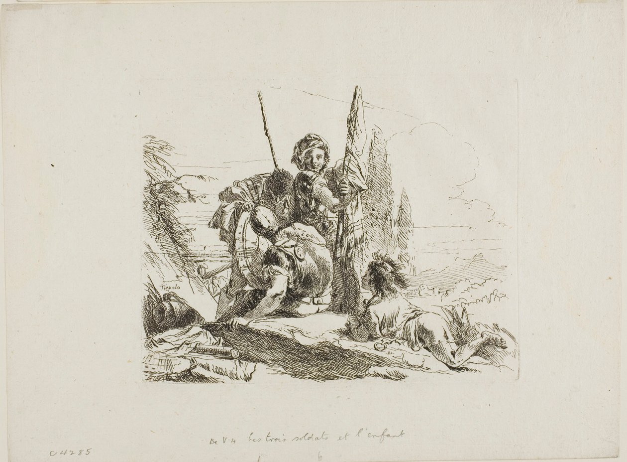 Tre soldater og en gutt, fra Capricci av Giambattista Tiepolo