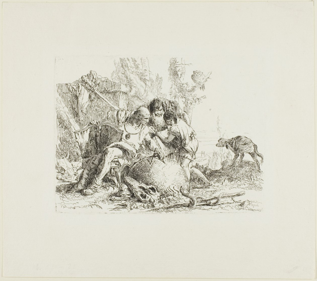 To tryllekunstnere og et barn, fra Scherzi av Giambattista Tiepolo