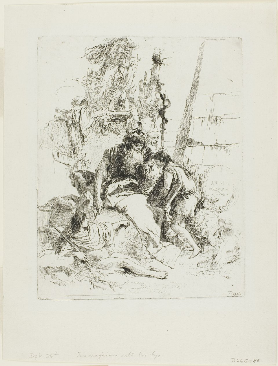 To tryllekunstnere med to gutter, fra Scherzi av Giambattista Tiepolo