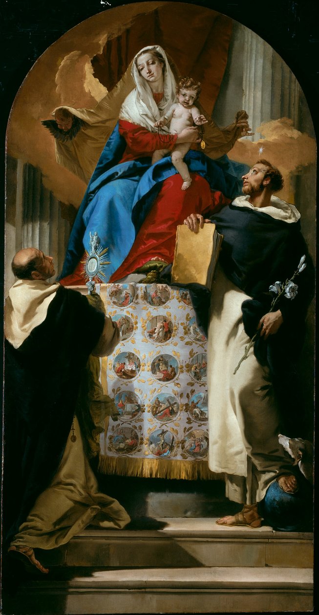 Jomfru og barn med de hellige Dominic og Hyacinth av Giambattista Tiepolo