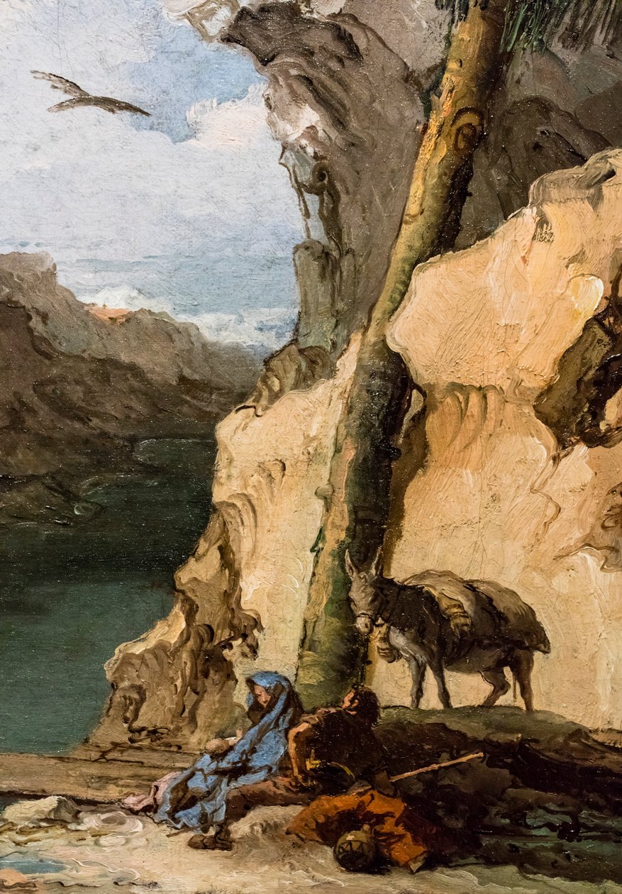 Hvile under flukten til Egypt, ca. 1762/70 (olje på lerret) av Giambattista & Tiepolo Giandomenico (1727-1804) Tiepolo