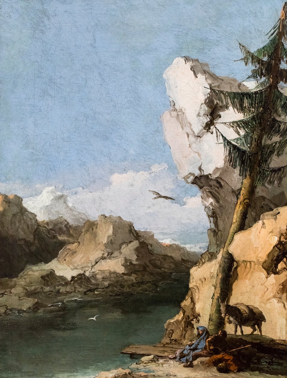 Hvile under flukten til Egypt, ca. 1762/70 (olje på lerret) av Giambattista & Tiepolo Giandomenico (1727-1804) Tiepolo