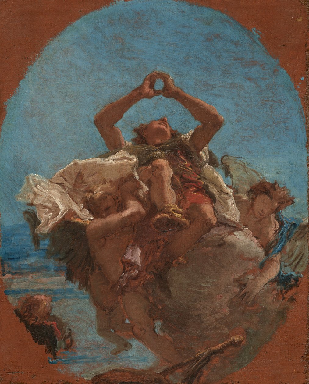 Sankt Rochus båret til himmelen av engler, ca. 1735–1745 (olje på lerret) av Giambattista & Tiepolo Giandomenico (1727-1804) Tiepolo
