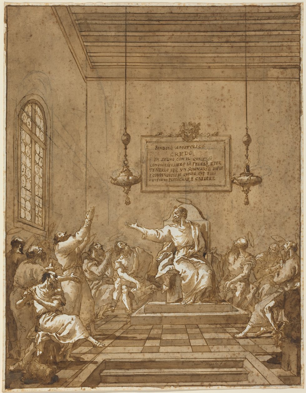 Den apostoliske trosbekjennelse av Giambattista & Tiepolo Giandomenico (1727-1804) Tiepolo