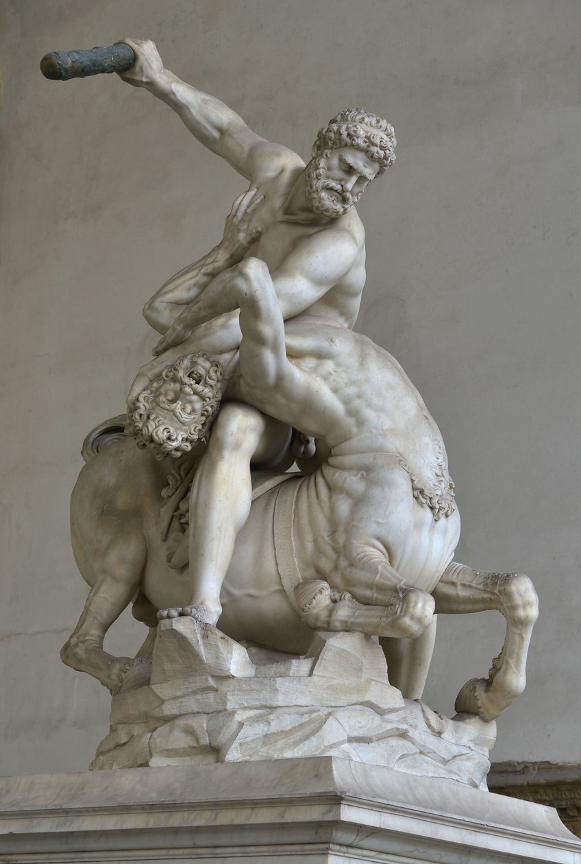 Hercules i kampen mot kentauren Nessus av (after) Giambologna