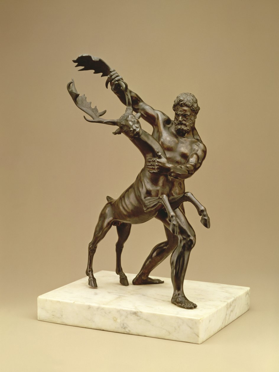 Hercules and the Arcadian Stag (bronse) av Giambologna