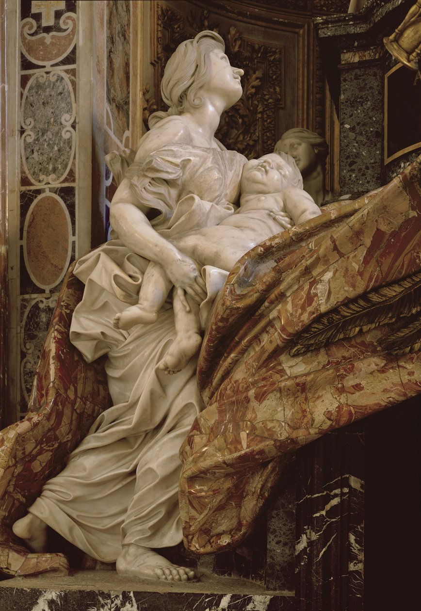 Veldedighet fra monumentet til Alexander VII i det nordlige transeptet, 1672-78 (marmor og forgylt bronse) av Gian Lorenzo Bernini
