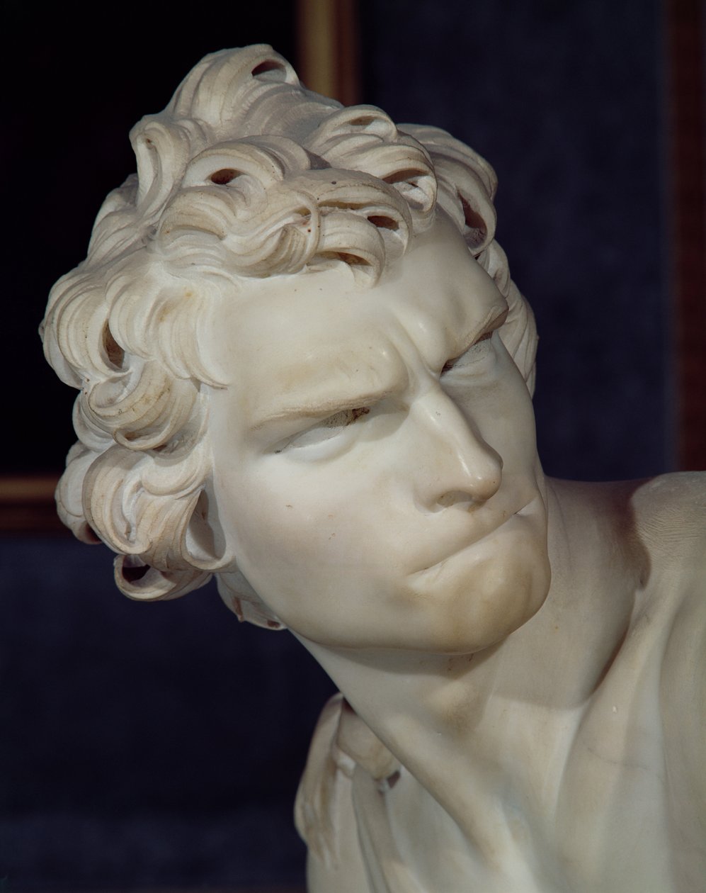 David, detalj av hodet, 1623-23 marmor av Gian Lorenzo Bernini