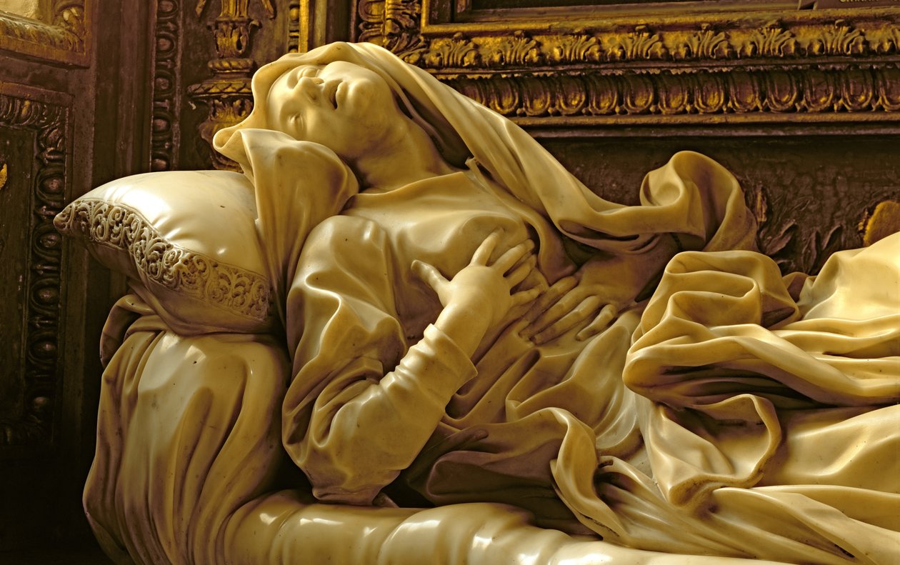 Død av den salige Ludovica Albertoni, fra Altieri-kapellet, 1674 marmordetalj av 96878 av Gian Lorenzo Bernini