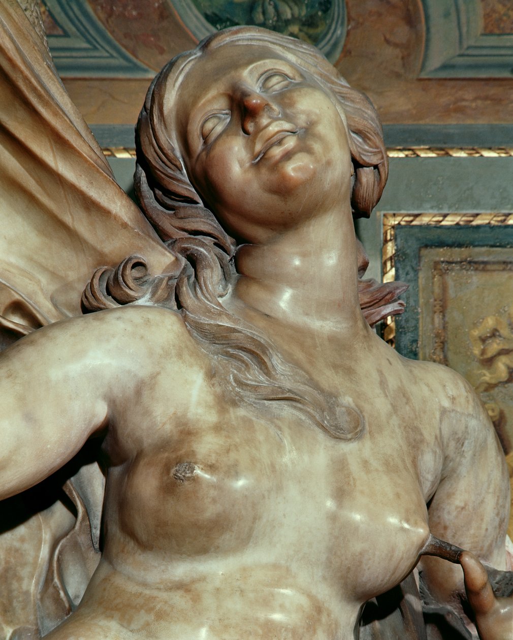 Truth Unveiled by Time, detalj av hodet, ca. 1645-52 marmor av Gian Lorenzo Bernini
