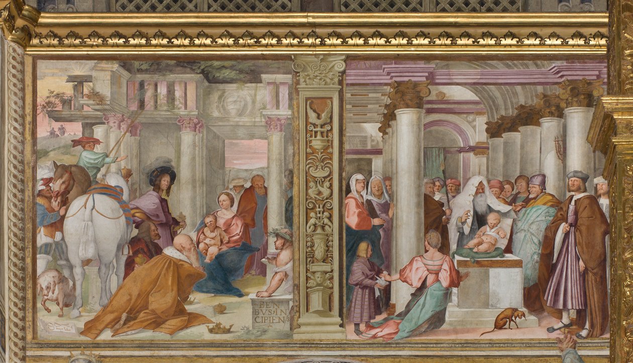 Central Aave, Fifth North Span, Adoration of the Magi, Presentasjon ved tempelet, Gian Francesco Bembo av Gian Francesco Bembo