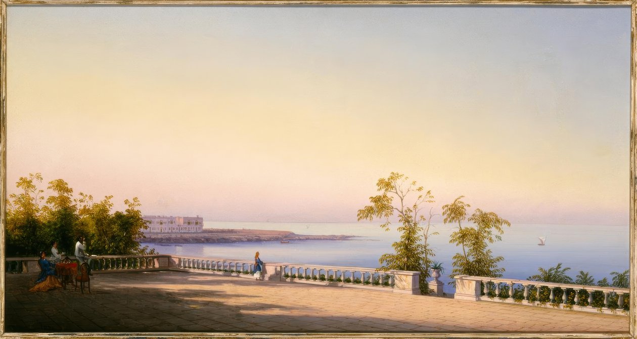 Gian Gianni, På terrassen / maleri, 1874 av Gian Gianni
