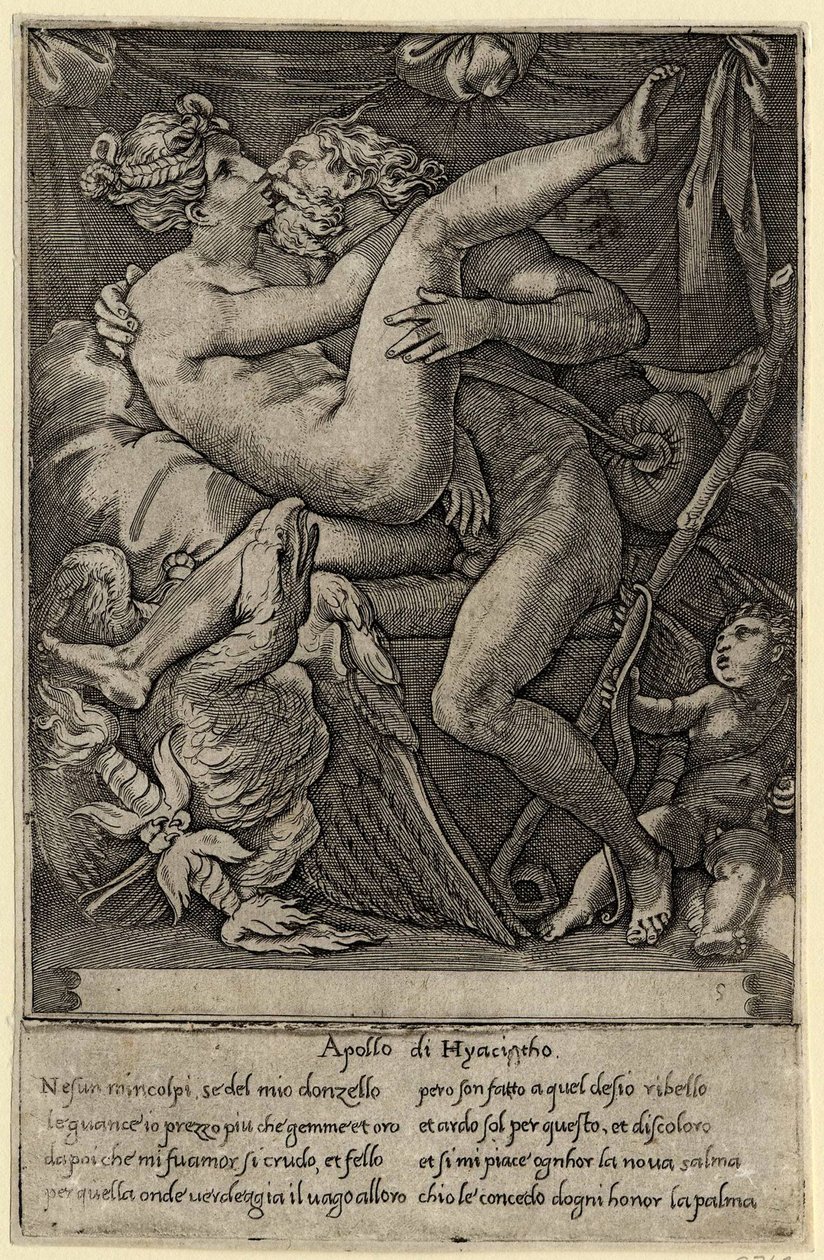 Jupiter og Mnemosyne etter Perino del Vaga, 1527 av Gian Jacopo Caraglio