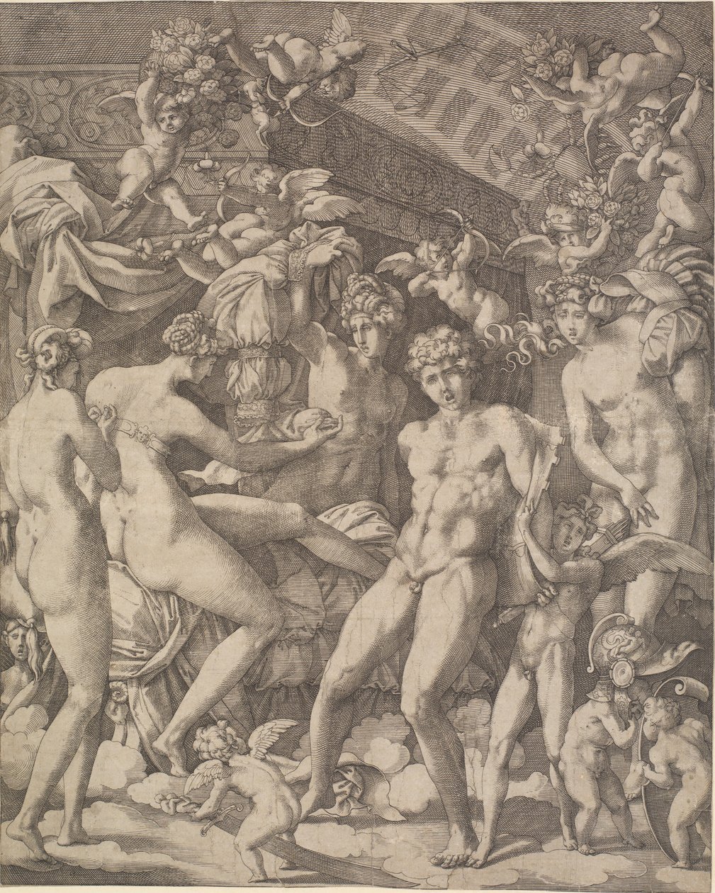 Venus og Mars med amoriner og tre nåder av Gian Jacopo Caraglio