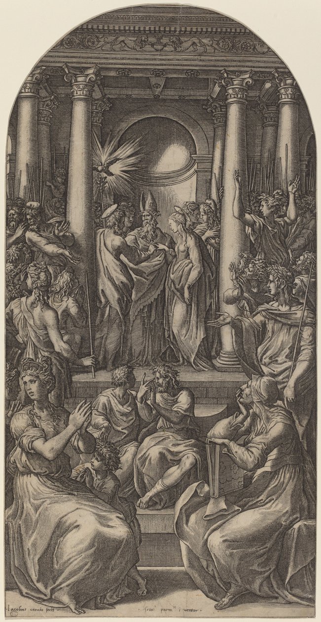 Jomfruens ekteskap av Gian Jacopo Caraglio after Parmigianino