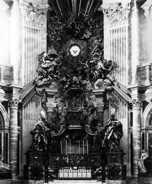 Cattedra, eller biskopens trone (s/hv-bilde) av Gian Lorenzo Bernini