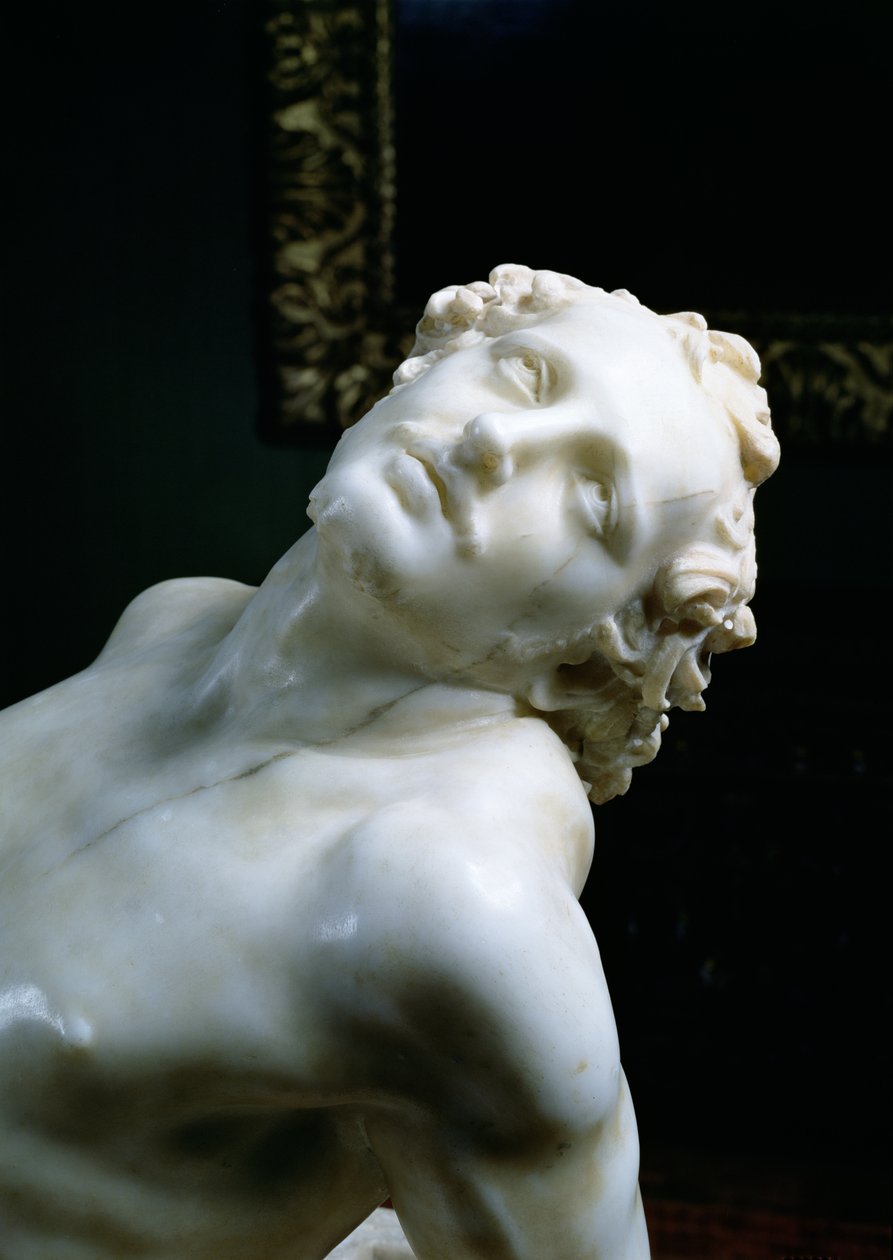 The Martyrdom of St. Lawrence, detalj av helgenens hode, 1613 marmordetalj av 106230 av Gian Lorenzo Bernini