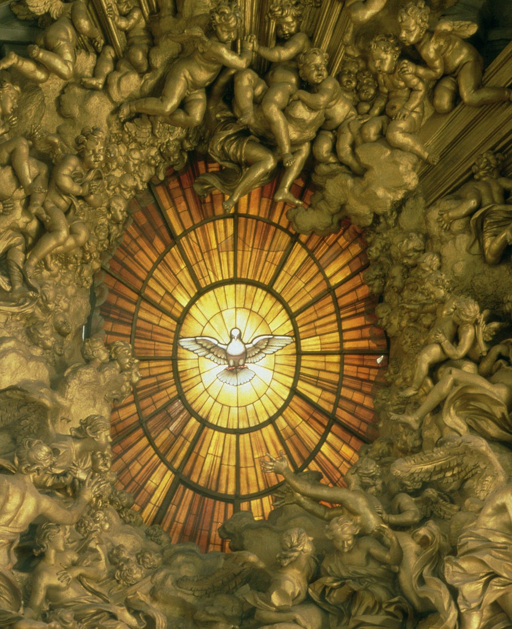 Stolen til St.Peter, detalj av glassmaleriet bak, 1665 detalj av 158488 av Gian Lorenzo Bernini
