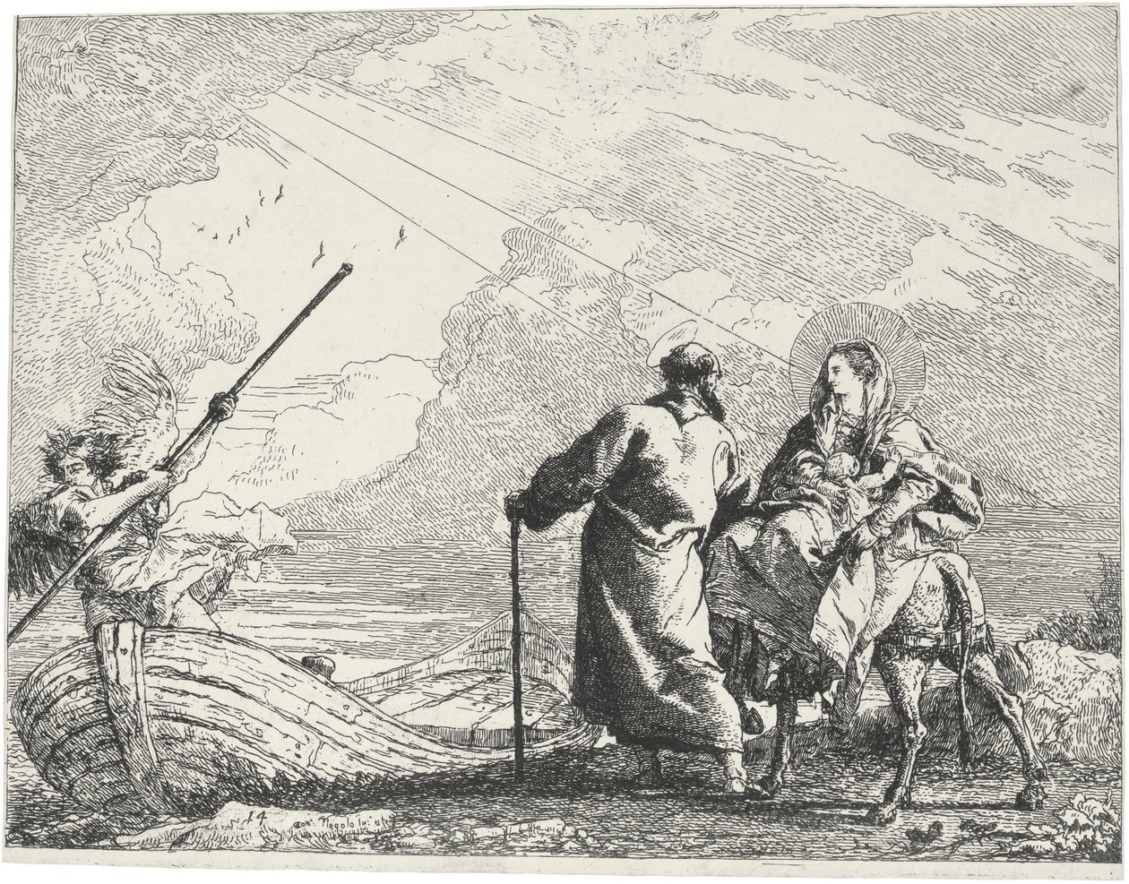Pittoreske ideer om flyet til Egypt av Giovanni Domenico Tiepolo