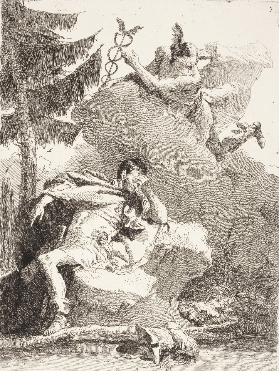 Merkur viser seg for Æneas i en drøm, ca. 1770 av Giovanni Domenico Tiepolo