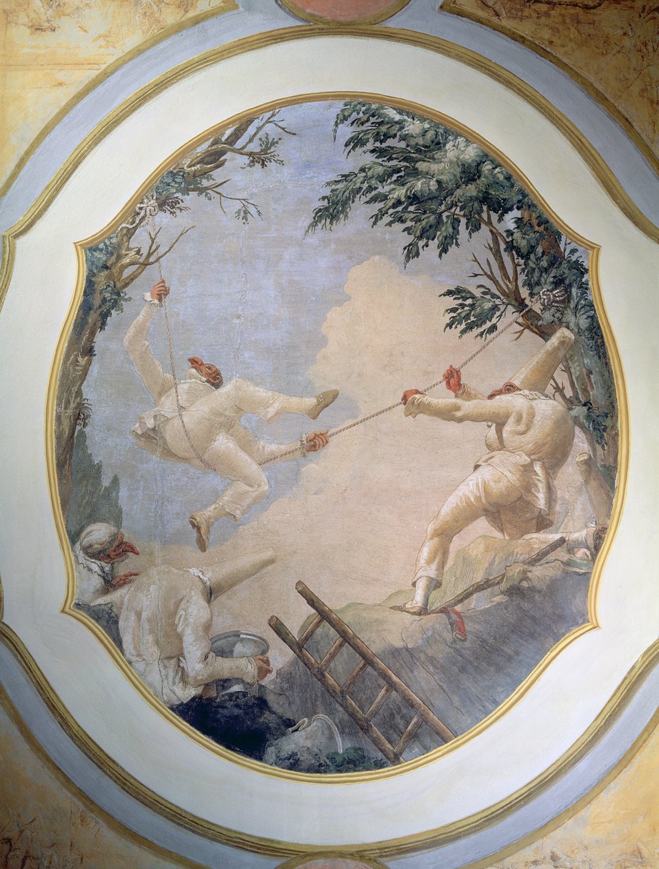 Pulcinella på en huske, 1797 av Giovanni Domenico Tiepolo