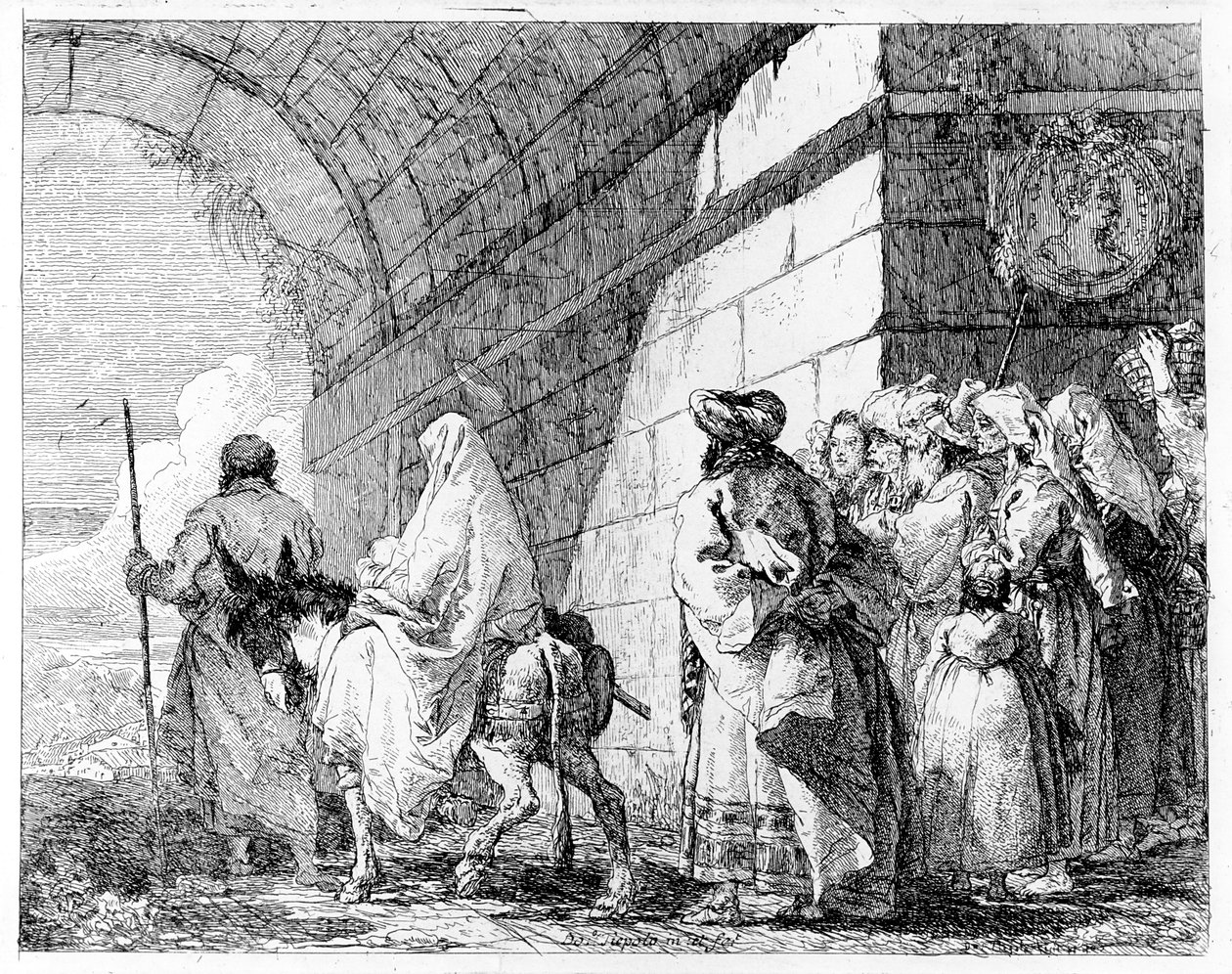 Flukten til Egypt, ca. 1750 av Giovanni Domenico Tiepolo