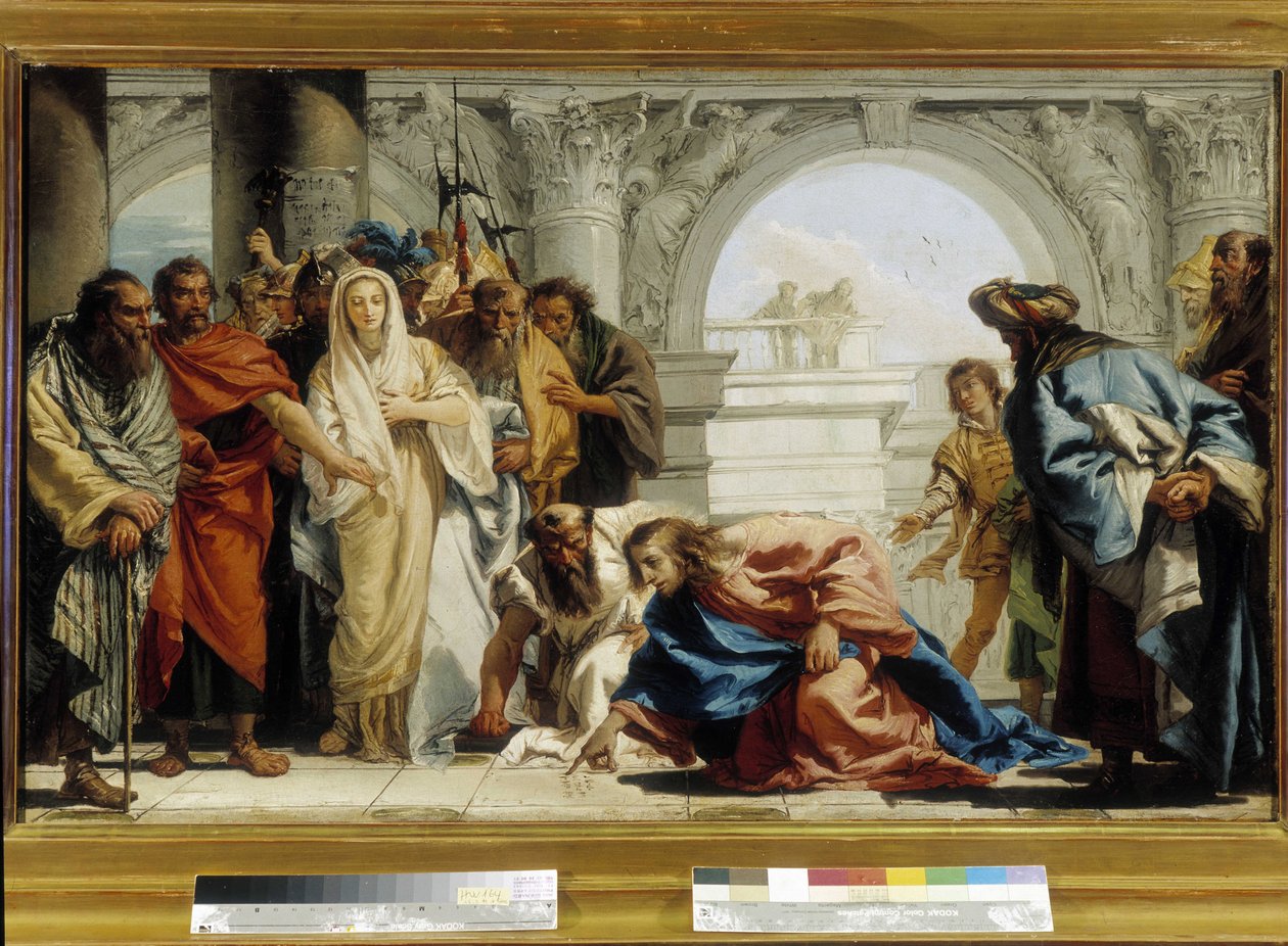 Kristus og utro kvinne (olje på lerret) av Giovanni Domenico Tiepolo