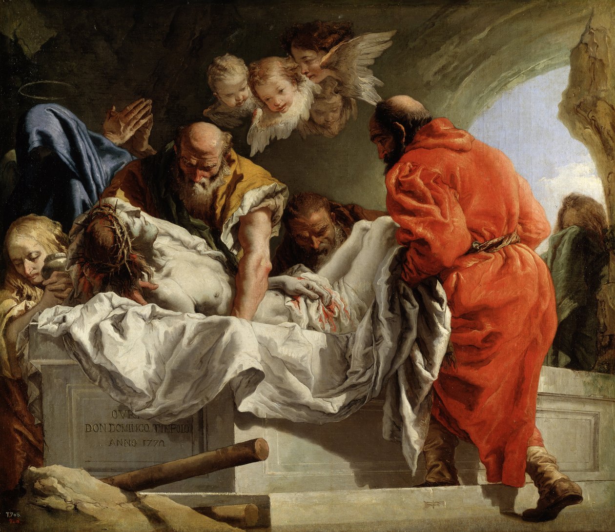 La Mise au tombeau - Kristi gravleggelse - Tiepolo, Giandomenico (1727-1804) - 1772 - Olje på lerret - 124x144 - Museo del Prado, Madrid av Giandomenico  Tiepolo